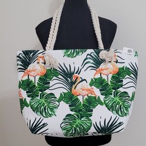 Tropical Flamingo Print Tote Bag